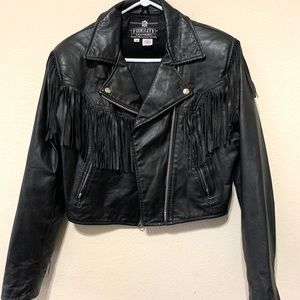 Fringe leather jacket